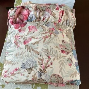 Ralph Lauren Vintage Coastal Garden Floral Multi Ruffled KING Duvet Cover-NEW